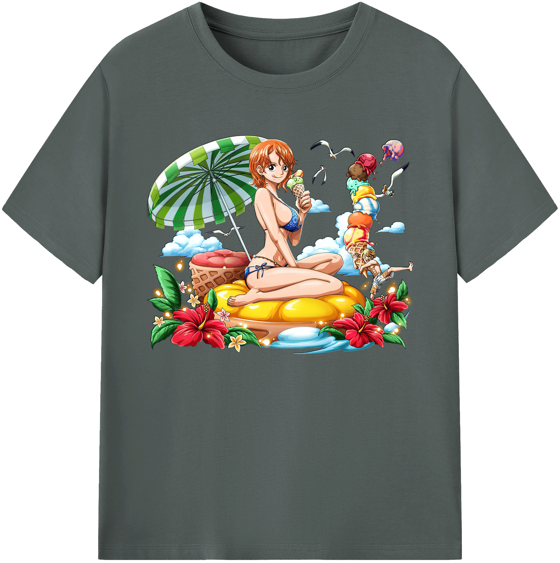 （画像用） ワンピース ナミ ONE PIECE Nami 綿100％ メンズ半袖Tシャツ｜肌触りやわらか＆通気性